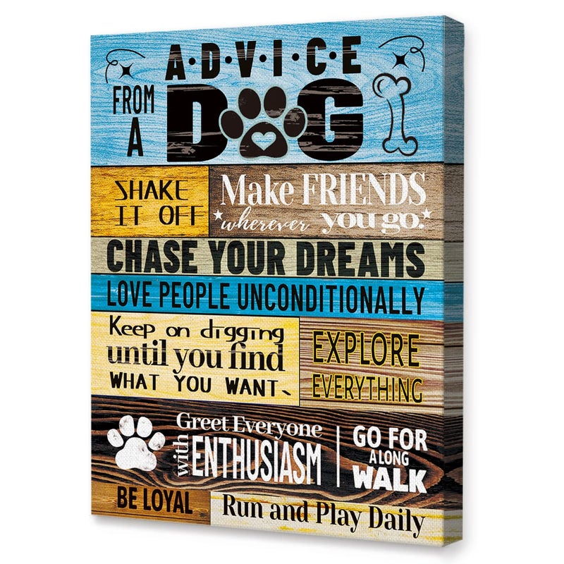 LISTNGBO LISTNGBO Funny Advice From A Dog Wood Grain Canvas Wall Art Prints Decoration For Home Bedroom Girl Room OfficeDog Lovers Girls Women Gifts11X14 Inch