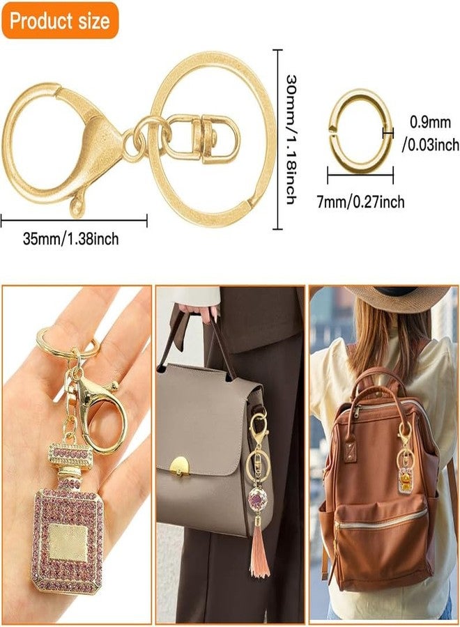 Muzztech 10pcs Golden Lobster Claw Clasps Keychain for Jewelry Making, Metal Lobster Clasp with Flat Split Ring Lobster Clasps Swivel Trigger Clips with Jump Rings for DIY Craft Making - Image 3