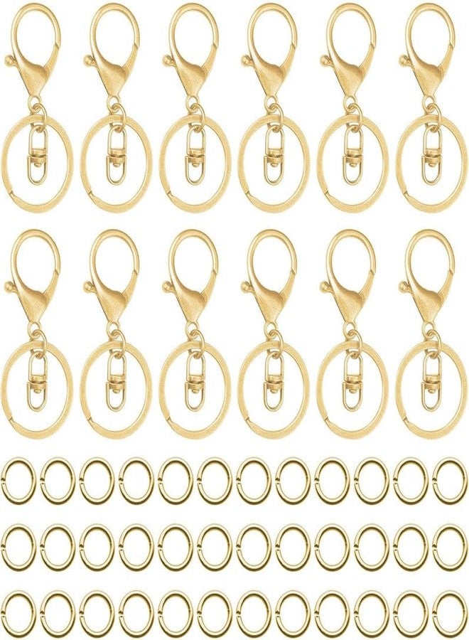 Muzztech 10pcs Golden Lobster Claw Clasps Keychain for Jewelry Making, Metal Lobster Clasp with Flat Split Ring Lobster Clasps Swivel Trigger Clips with Jump Rings for DIY Craft Making - Image 1