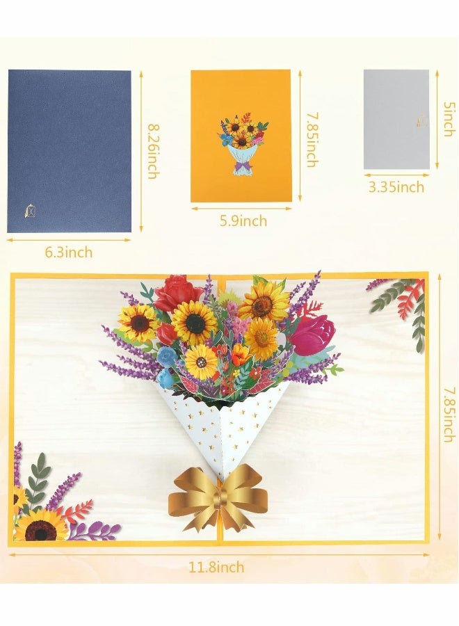 Generic 3D Pop-up Flower Greeting Card, Bouquet Celebration Card with Sunflower  - Image 5