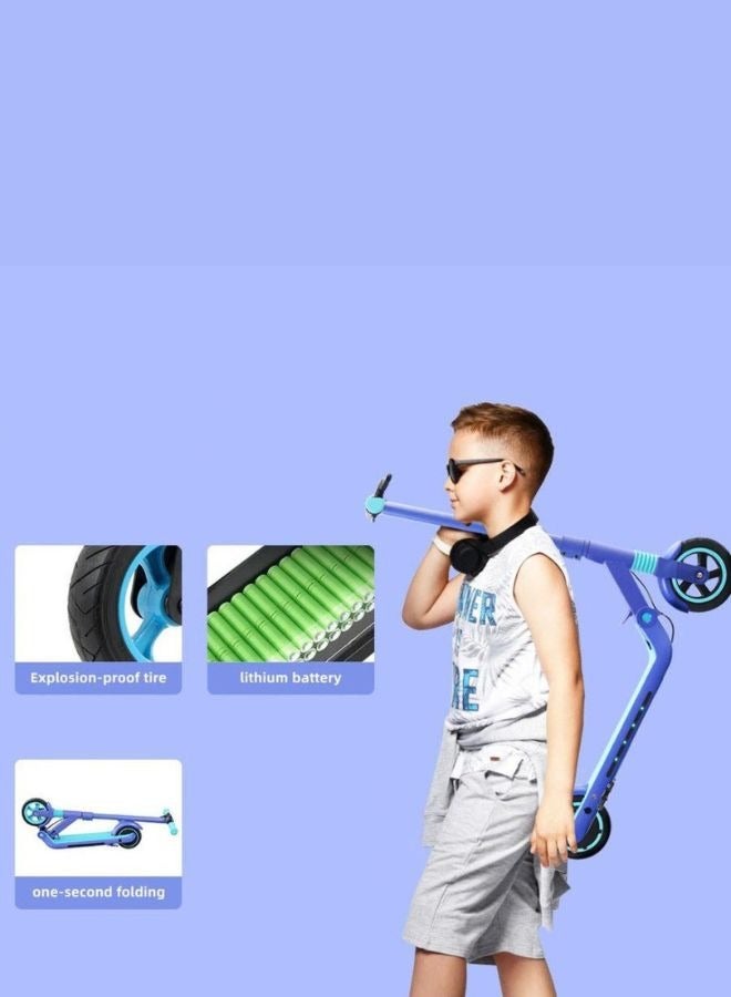 كروني JL019 سكوتر كهربائي للأطفال بشاشة LED، إطارات 7 بوصة غير مسطحة، لوح تزلج ممتع سهل الطي في الهواء الطلق، 24 فولت/2.5 أمبير/ساعة، مدى 5-8 كم، محرك 150 وات، وردي، خفيف الوزن وقابل للحمل، وقت شحن 2-3 ساعات، سرعة 10-14 كم/ساعة، إطار من سبائك الألومنيوم المتين، سعة تصل إلى 60 كجم، مصابيح LED، وحامل للهاتف المحمول لمزيد من الراحة، أزرق - Image 3