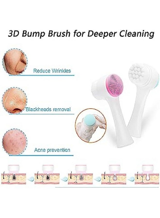 KRIVETY Manual Facial Cleansing Exfoliating Brush with Ultra Fine Soft Bristles Pore Deep Cleansing, Exfoliation, Makeup, Acne, Dead Skin, Silicone Double Side Face Scrub Brush for Massaging (BLUE) - Image 5