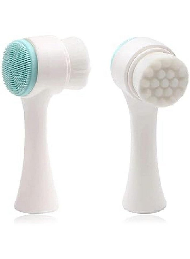 KRIVETY Manual Facial Cleansing Exfoliating Brush with Ultra Fine Soft Bristles Pore Deep Cleansing, Exfoliation, Makeup, Acne, Dead Skin, Silicone Double Side Face Scrub Brush for Massaging (BLUE) - Image 1