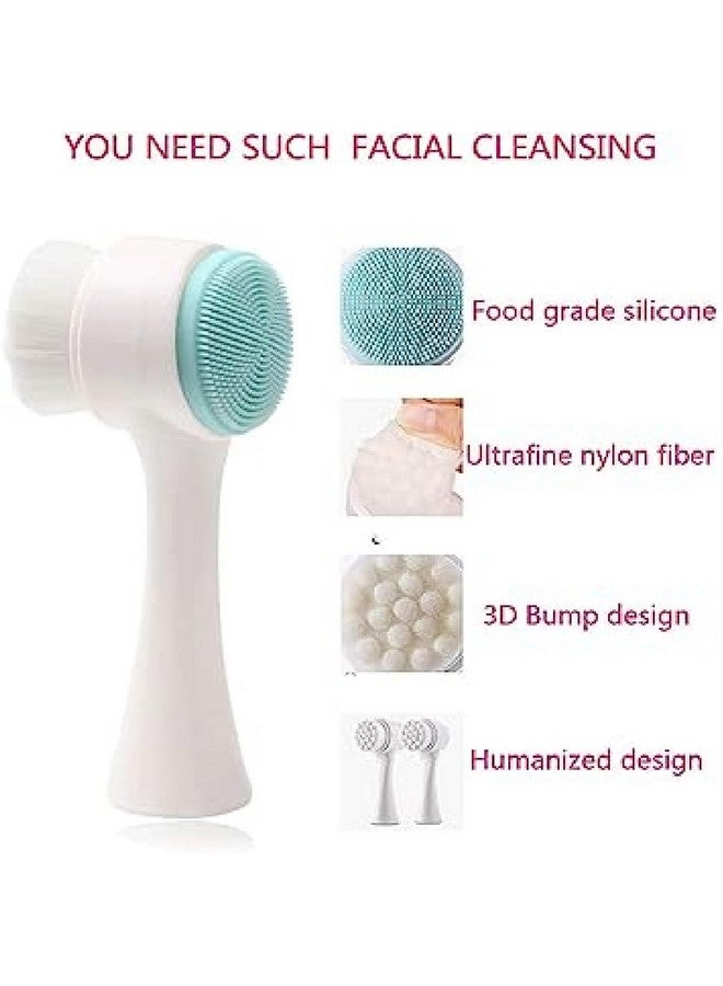 KRIVETY Manual Facial Cleansing Exfoliating Brush with Ultra Fine Soft Bristles Pore Deep Cleansing, Exfoliation, Makeup, Acne, Dead Skin, Silicone Double Side Face Scrub Brush for Massaging (BLUE) - Image 3