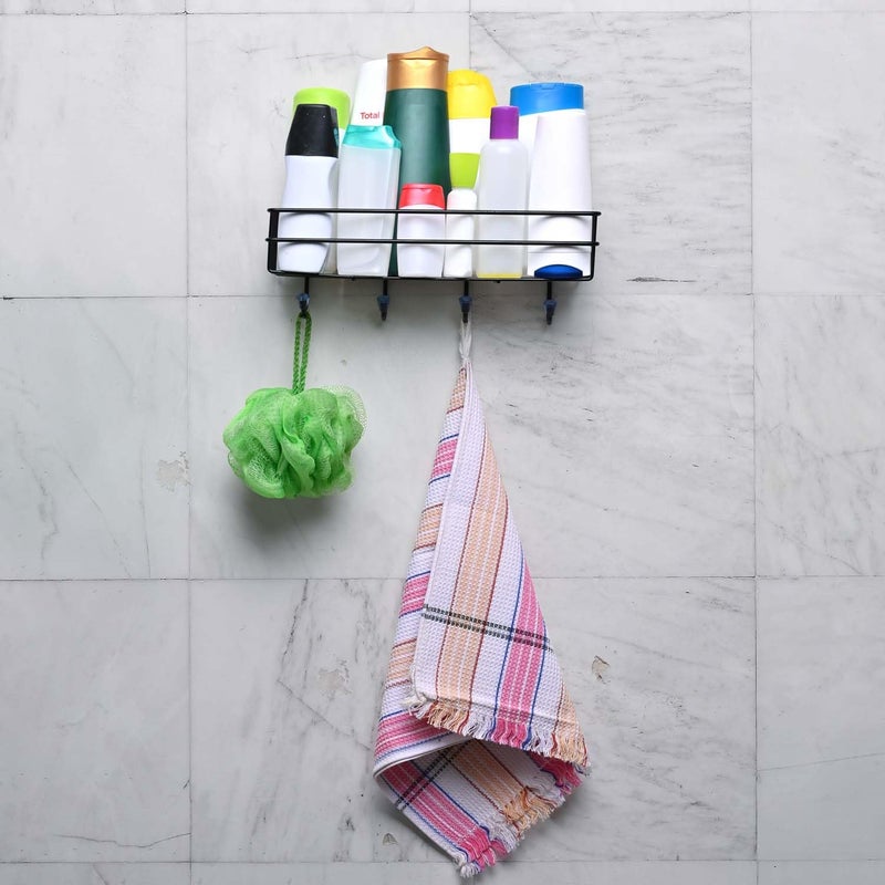 Aosys Aosys Self Adhesive Bathroom Shelf for Wall Kitchen Shelf with Magic Stickers Multipurpose Rack Metal Rack for Bathroom and Kitchen With Black Coated  - Image 2