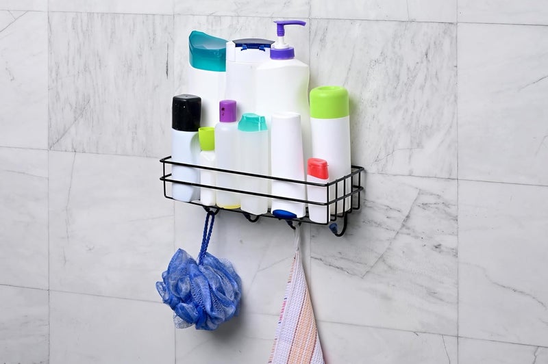 Aosys Aosys Self Adhesive Bathroom Shelf for Wall Kitchen Shelf with Magic Stickers Multipurpose Rack Metal Rack for Bathroom and Kitchen With Black Coated  - Image 3
