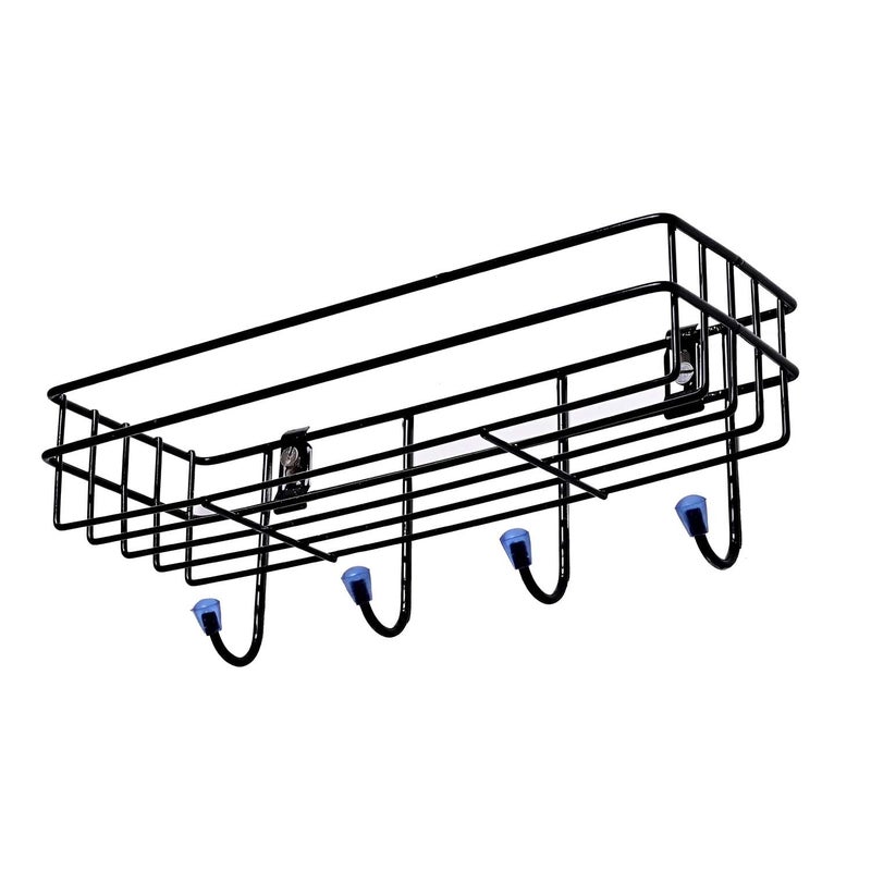 Aosys Aosys Self Adhesive Bathroom Shelf for Wall Kitchen Shelf with Magic Stickers Multipurpose Rack Metal Rack for Bathroom and Kitchen With Black Coated  - Image 5