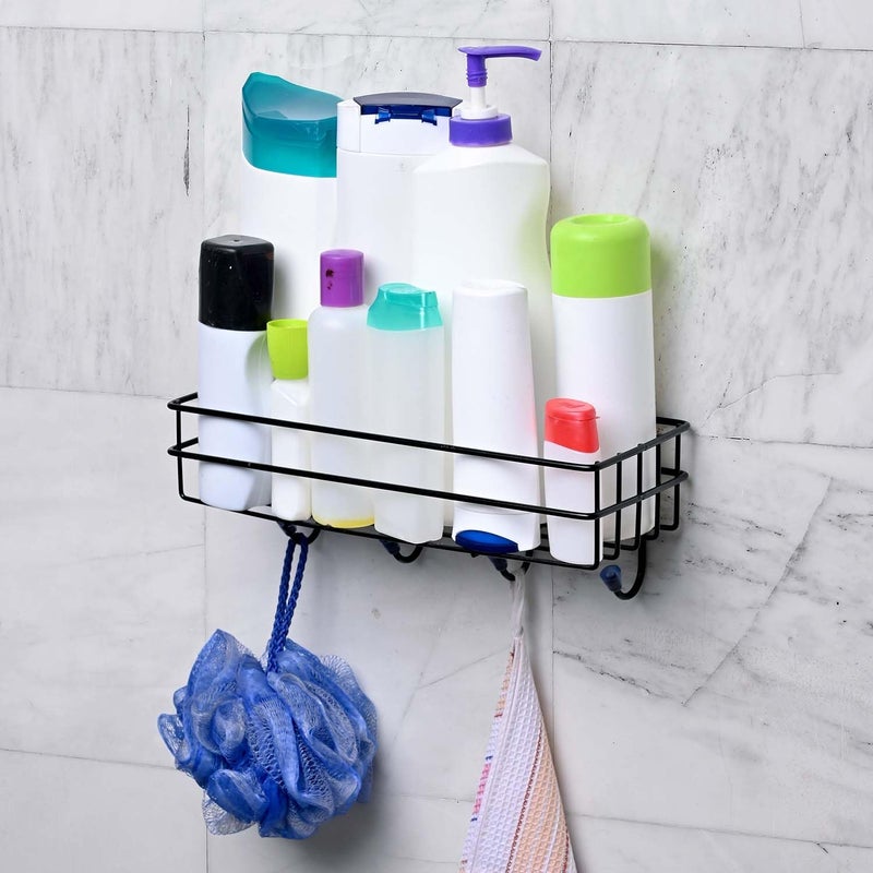 Aosys Aosys Self Adhesive Bathroom Shelf for Wall Kitchen Shelf with Magic Stickers Multipurpose Rack Metal Rack for Bathroom and Kitchen With Black Coated  - Image 1