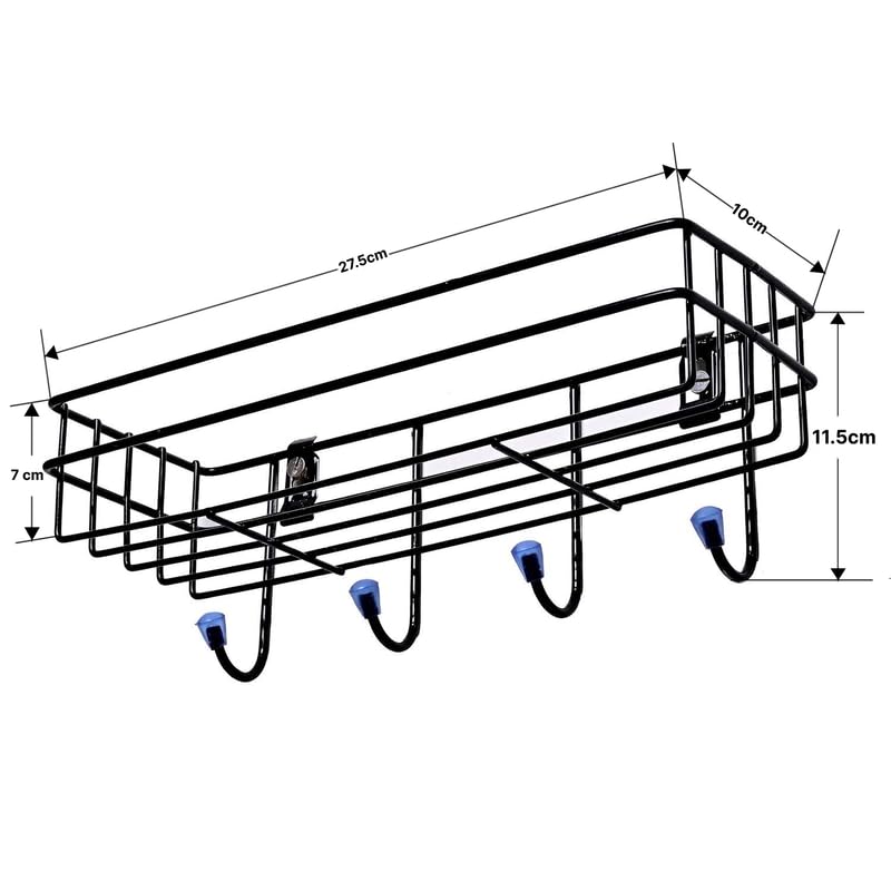 Aosys Aosys Self Adhesive Bathroom Shelf for Wall Kitchen Shelf with Magic Stickers Multipurpose Rack Metal Rack for Bathroom and Kitchen With Black Coated  - Image 4