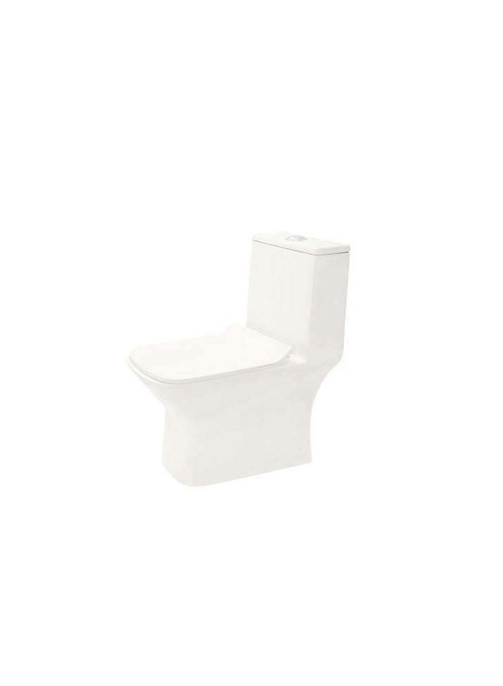 Frame One Piece Rimless Toilet with Ezee Close UF Seat Cover, White, 345x645x760mm, S Trap 220 – Modern & Durable Bathroom Toilet, Space-Saving Design, Easy-Clean Rimless Toilet