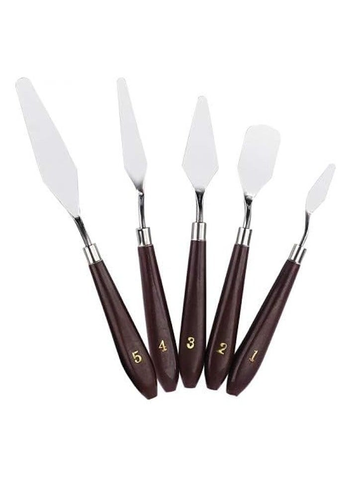 PROMASS Artist Painting Knives Set - 5 Pieces Painting Knives Stainless Steel Spatula Palette Knife Oil Painting Accessories Color Mixing Set for Oil, Canvas, Acrylic  - Image 1