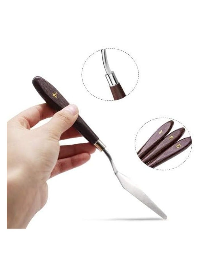 PROMASS Artist Painting Knives Set - 5 Pieces Painting Knives Stainless Steel Spatula Palette Knife Oil Painting Accessories Color Mixing Set for Oil, Canvas, Acrylic  - Image 4