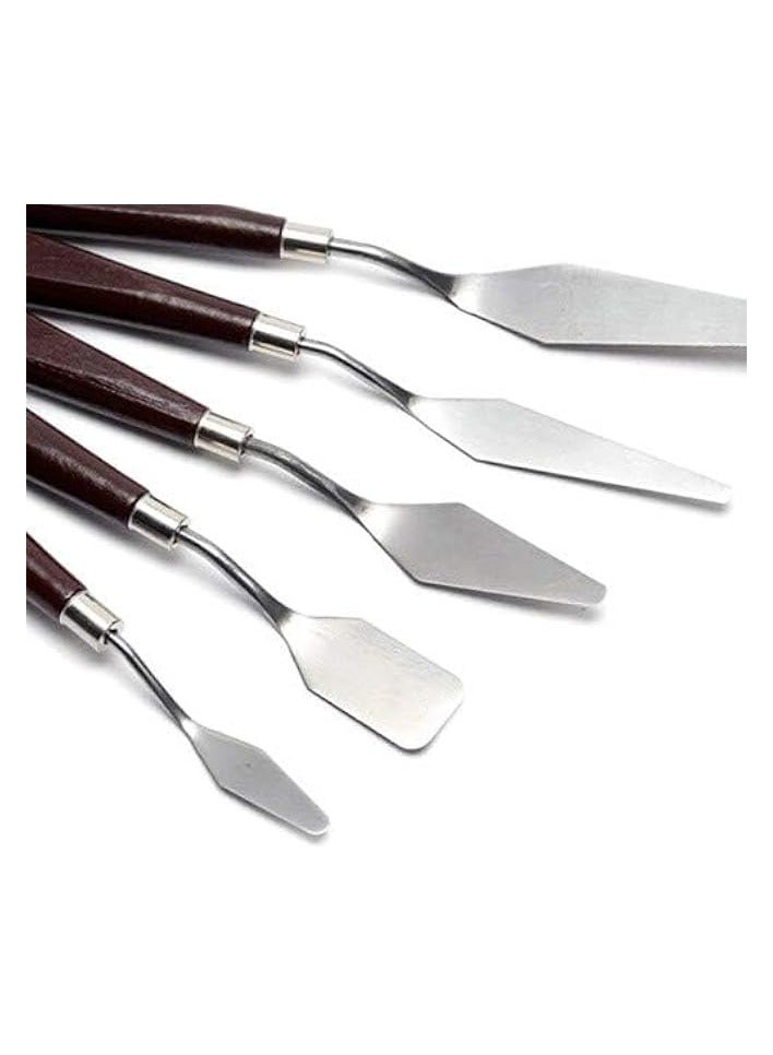PROMASS Artist Painting Knives Set - 5 Pieces Painting Knives Stainless Steel Spatula Palette Knife Oil Painting Accessories Color Mixing Set for Oil, Canvas, Acrylic  - Image 5