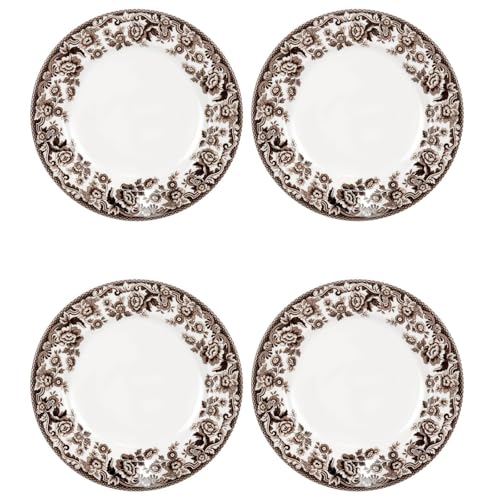 Spode Delamere Salad Plates Set of 4-8 Inch Dinnerware Dish, Dishwasher & Microwave Safe, Freezer Friendly - Holiday Tableware for Christmas, Thanksgiving, New Year - Made in England - Image 1