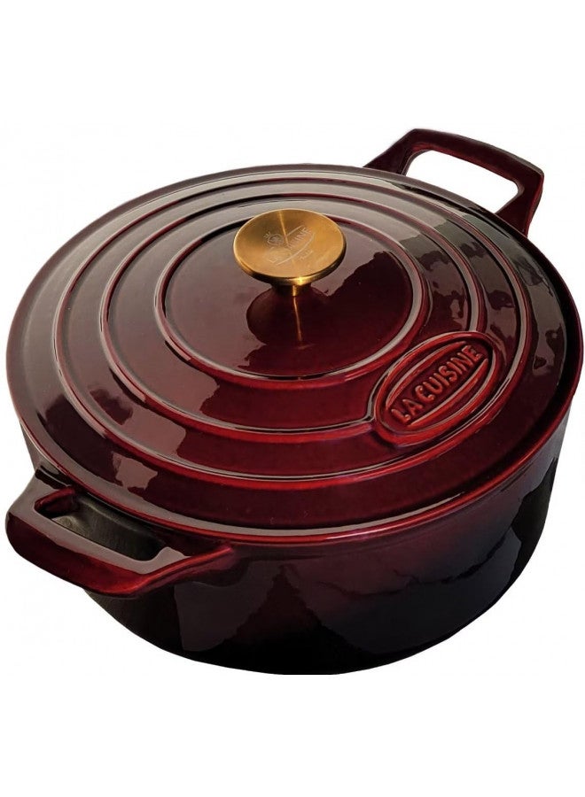 La Cuisine for life La Cuisine Enameled Cast Iron Dutch Oven - Casserole Dish Pot with Lid, 6.5 QT 11 Inches Dia. Matte Black Enamel Interior, Teal Porcelain Enamel Exterior Oven-Safe  - Image 1