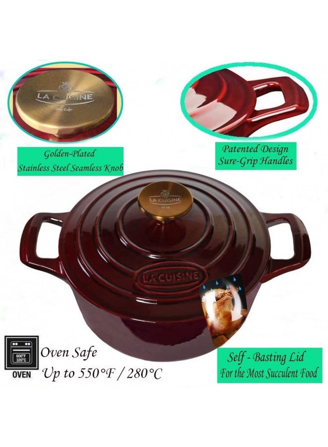 La Cuisine for life La Cuisine Enameled Cast Iron Dutch Oven - Casserole Dish Pot with Lid, 6.5 QT 11 Inches Dia. Matte Black Enamel Interior, Teal Porcelain Enamel Exterior Oven-Safe  - Image 3