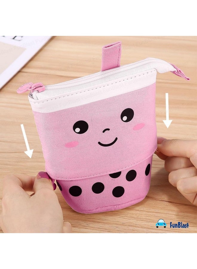 فنبلاست حافظة أقلام فان بلاست الدائمة، حقيبة أقلام أنيقة للبنات والأولاد - أدوات مكتبية كورية منبثقة من بوبا، صندوق منظم لمستحضرات التجميل، حقائب للأولاد والبنات والأطفال والنساء وطلاب المدارس (وردي) - Image 5