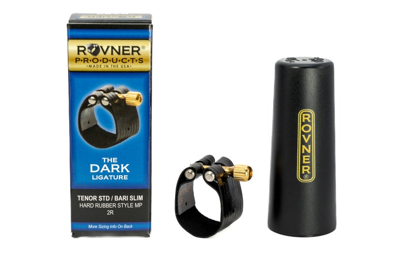 Rovner Ligature & Plastic Cap for Tenor Standard Saxophone - Dark Ligature for Hard Rubber Mouthpiece (2R) - Image 1