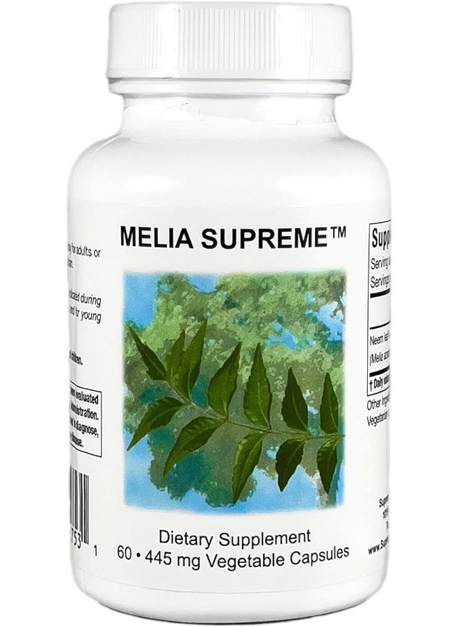 SUPREME Nutrition Melia Supreme, 60 Pure Powdered Neem Leaf Vegetarian Capsules - Image 1