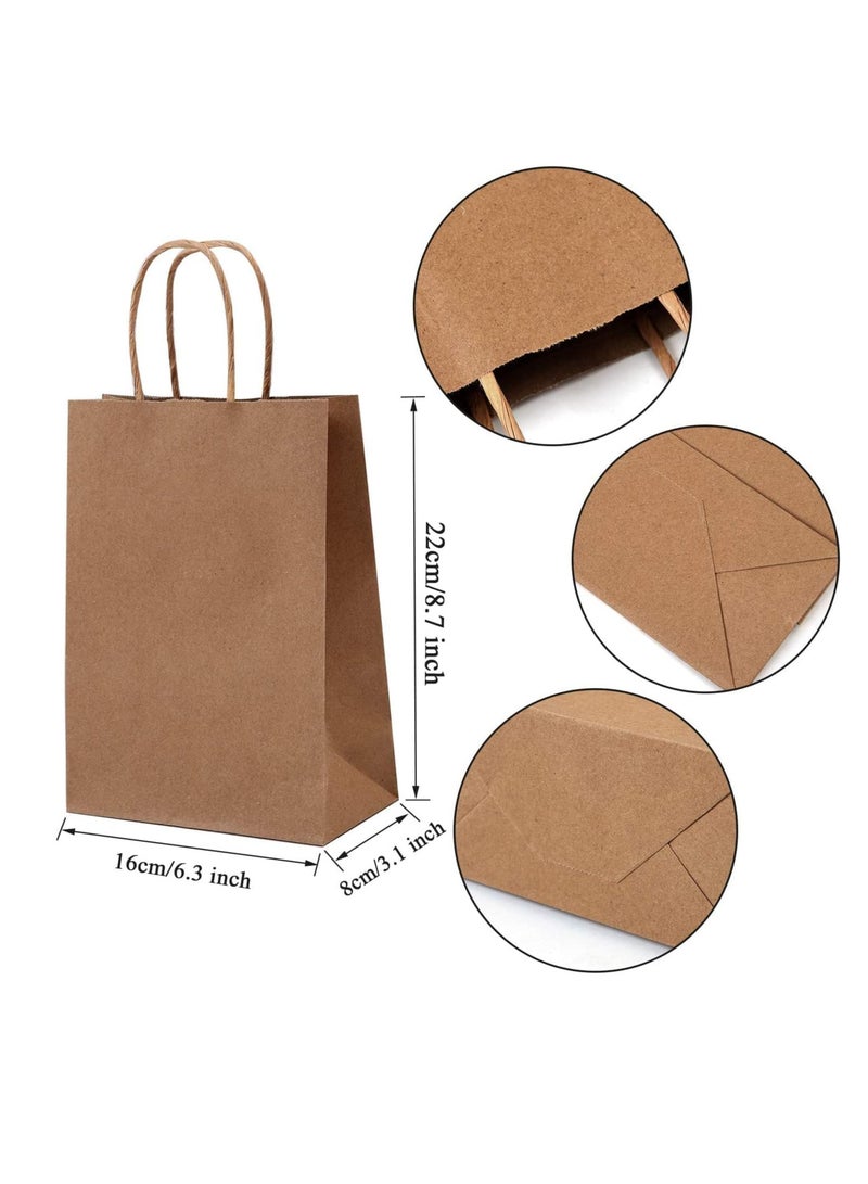ECVV أكياس هدايا ECVV مجموعة 24 قطعة أكياس ورقية صديقة للبيئة مع مقابض أكياس ورقية بالجملة أكياس تسوق أكياس كرافت أكياس بيع بالتجزئة أكياس حفلات (بني، 21 * 15 * 8 سم) - Image 2