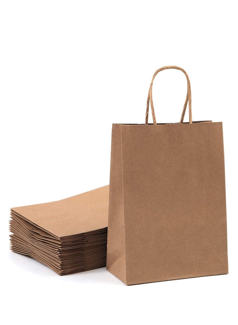 ECVV أكياس هدايا ECVV مجموعة 24 قطعة أكياس ورقية صديقة للبيئة مع مقابض أكياس ورقية بالجملة أكياس تسوق أكياس كرافت أكياس بيع بالتجزئة أكياس حفلات (بني، 21 * 15 * 8 سم) - Image 3
