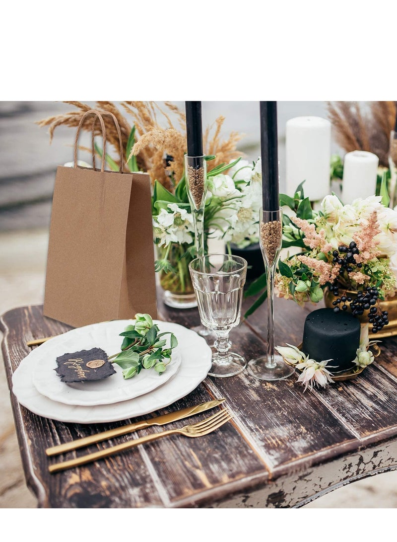 ECVV أكياس هدايا ECVV مجموعة 24 قطعة أكياس ورقية صديقة للبيئة مع مقابض أكياس ورقية بالجملة أكياس تسوق أكياس كرافت أكياس بيع بالتجزئة أكياس حفلات (بني، 21 * 15 * 8 سم) - Image 5