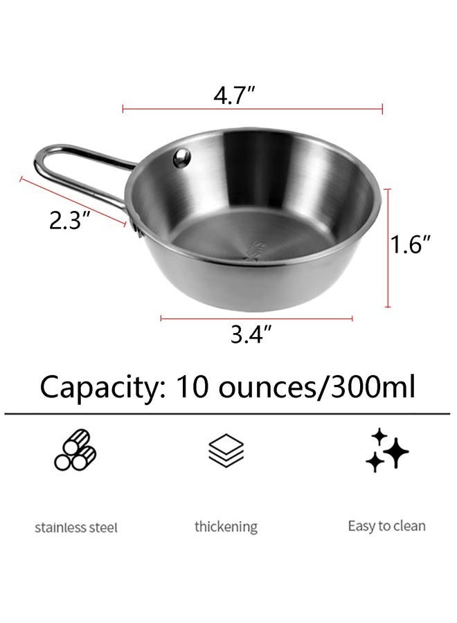 Dadamong 2-Pack Makgeolli Bowls, 304 Stainless Steel Korean Traditional Bowls Rice Wine Bowl with Handle, Hiking Soup Dish, Food Bowl Camp Cup, 4.7 Inch, 10 Ounces (Silver) - Image 3