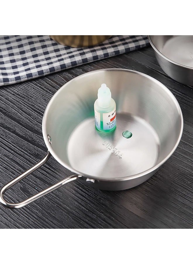 Dadamong 2-Pack Makgeolli Bowls, 304 Stainless Steel Korean Traditional Bowls Rice Wine Bowl with Handle, Hiking Soup Dish, Food Bowl Camp Cup, 4.7 Inch, 10 Ounces (Silver) - Image 4