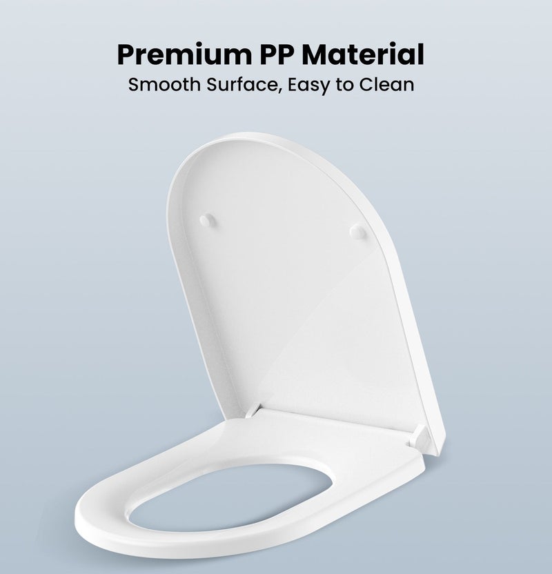 Jomoo U-Shape Toilet Seat Cover, Soft-Close Slow Close Toilet Lid with Quick-Release, Ergonomic 3D Arc Seat Ring, Heavy-Duty PP Plastic, Easy Clean & Install, 466×360×48mm, White - Image 4