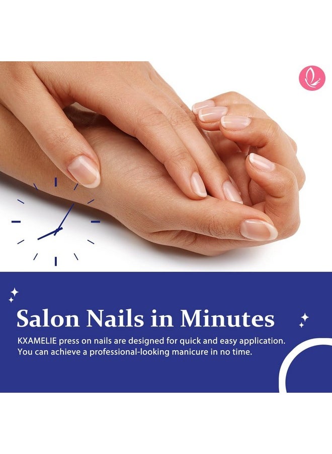 KXAMELIE - Fake Nails Medium Almond Press On Nails White French Tip Nails For Womenreal Nude Glue On Nails Short Acrylic Nails Press Onsnatural Gel Stick On Nailsstrong False Nails Set - Image 1