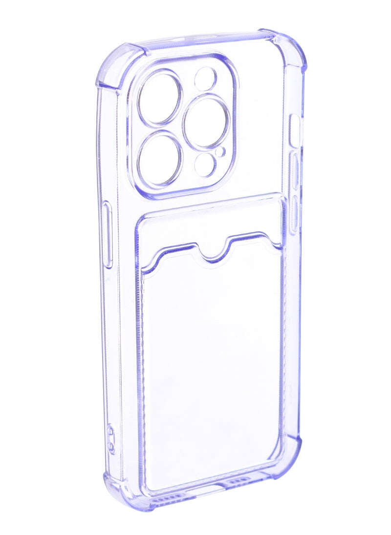 Generic - Silicone Back Phone Protection Cover With Silicone Pocket And Safety Edges For Iphone 15 Pro 6.1 - Transparent Purple - Image 1