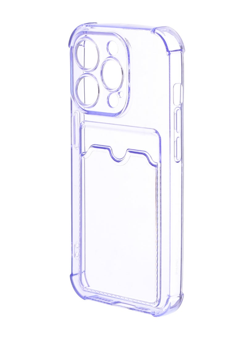 Generic - Silicone Back Phone Protection Cover With Silicone Pocket And Safety Edges For Iphone 15 Pro 6.1 - Transparent Purple - Image 1