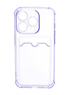 Silicone Back Phone Protection Cover With Silicone Pocket And Safety Edges For Iphone 15 Pro 6.1 - Transparent Purple
