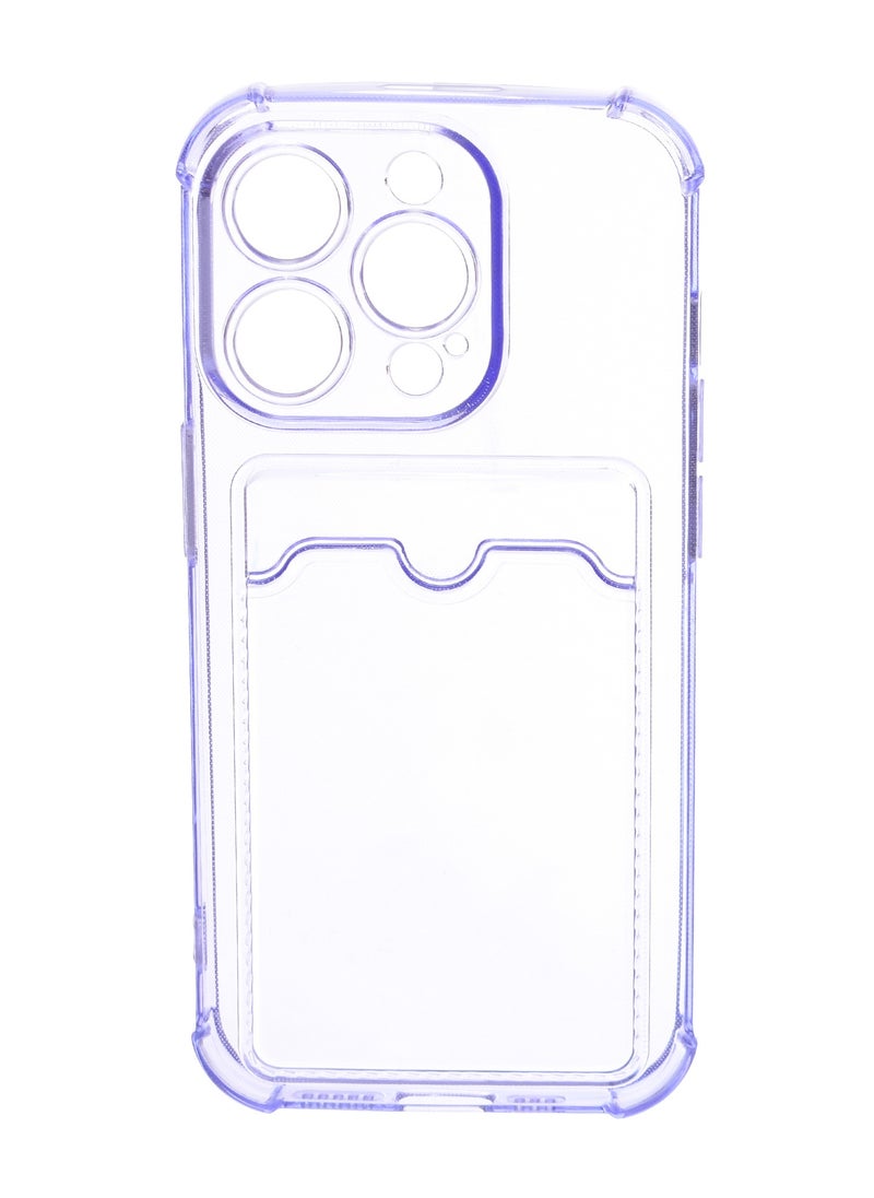 Generic - Silicone Back Phone Protection Cover With Silicone Pocket And Safety Edges For Iphone 15 Pro 6.1 - Transparent Purple - Image 1