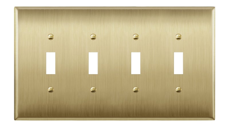 LIDER Toggle Light Switch Metal Wall Plate Switch Cover Corrosion Resistant MidSize 4Gang 488 x 858 LMWP14MBB UL Listed Stainless Steel Brushed Brass 1Pack - Image 2