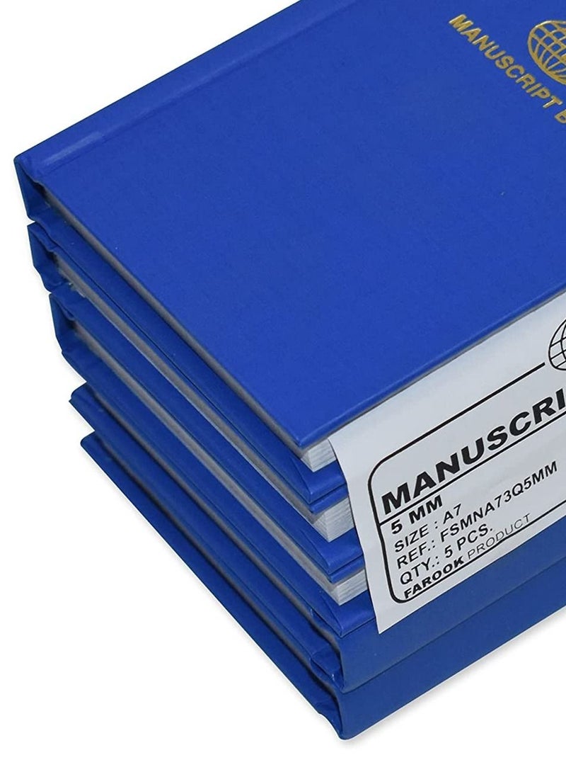 FIS مجموعة دفاتر مخطوطات FIS من 5 قطع، 5 مم مربع، حجم A7 (74 × 105 مم)، 3 كوير (5 × 144 ورقة) - FSMNA73Q5MM_5PC - Image 3