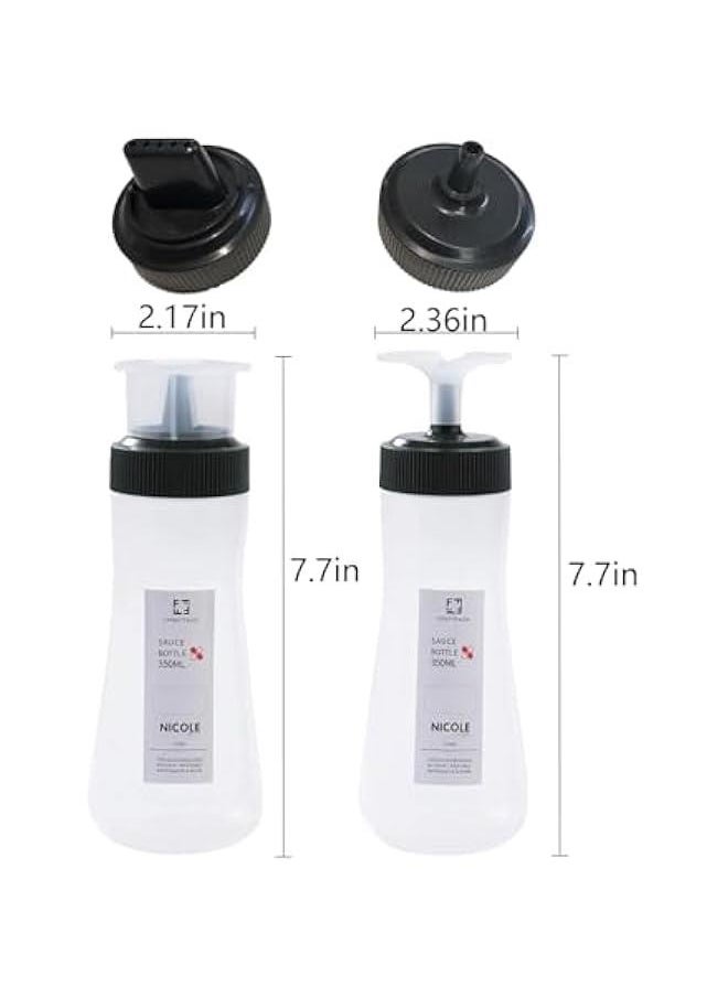 HOOKOR - Durku 6 Packs 12-ounce packages salad ketchup bottles squeeze bottle a convenient culinary companion for everyday family cooking and picnic outings (Black) - Image 1