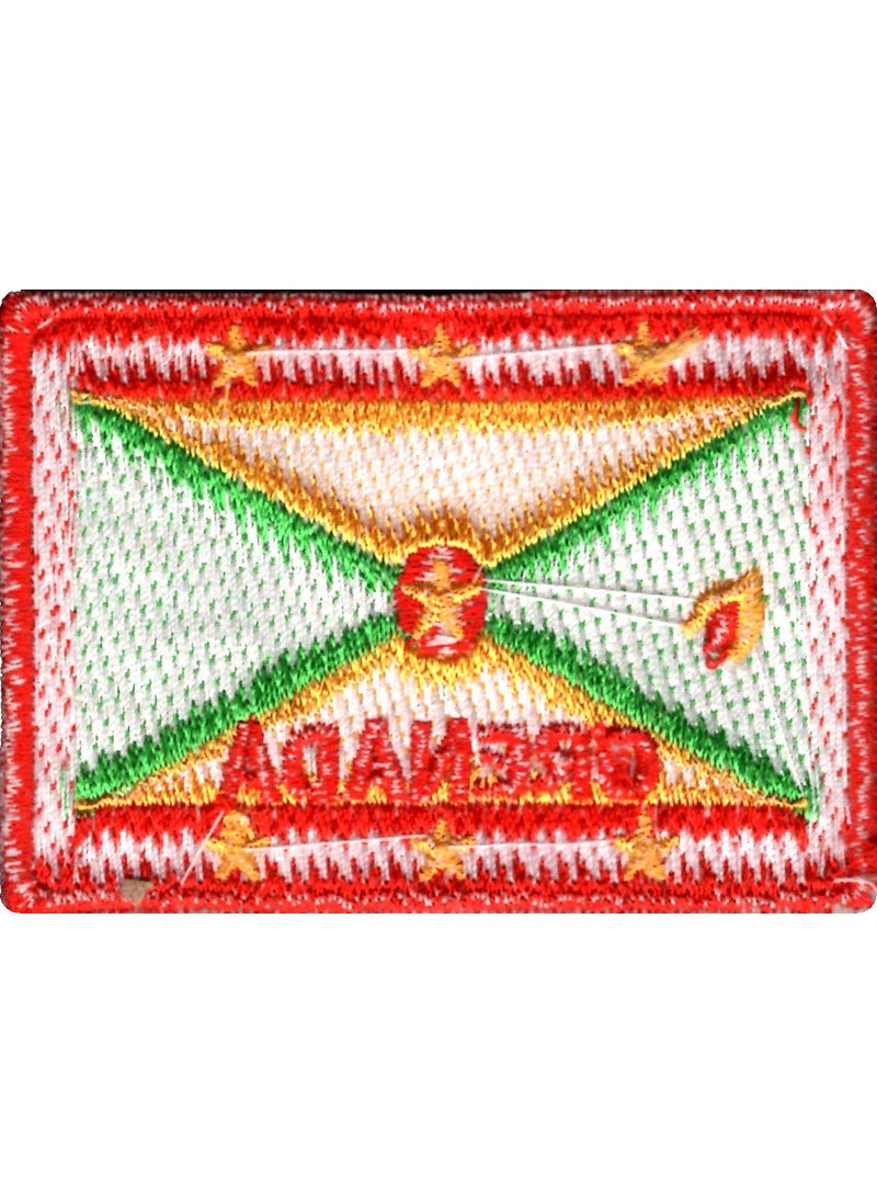 Artist Unknown - Grenada Flag Applique Embroidered Sweing Patch Suitable for Jackets, Bags, T-Shirts, Jeans, Pants, Outdoor Clothing ; Size: 7cm x 5cm ; Imported from Malaysia (1 Piece) - Image 1