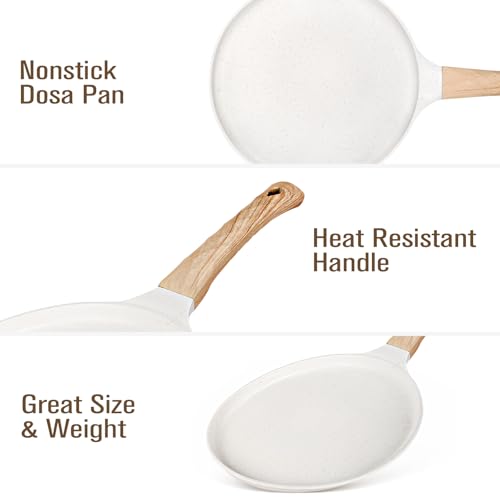 SouxMux Nonstick 8-Inch Crepe Pan with Spreader, Ceramic Coated Dosa Tawa Pan, Induction Compatible Flat Skillet for Pancakes, Omelettes, and More with Cool Handle, PFOA Free - Image 3