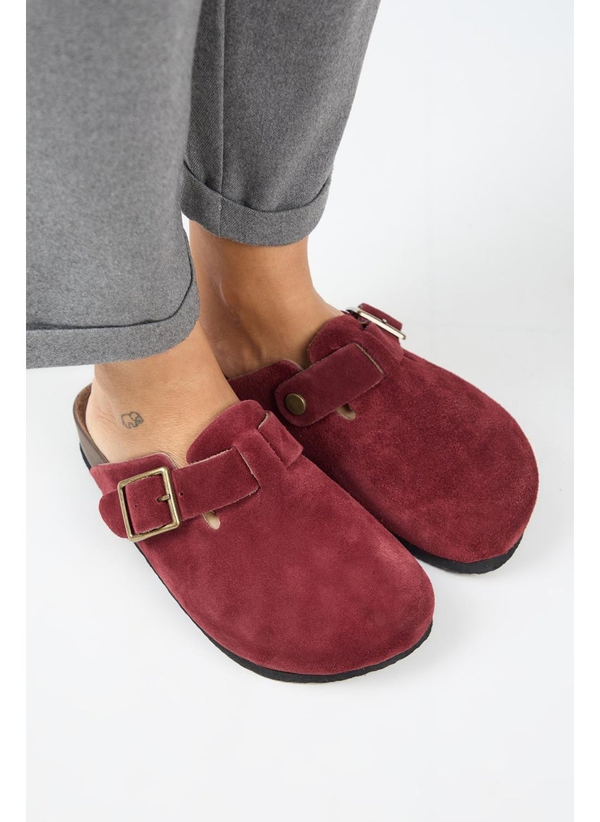 Manijero Zeta 2 Women's Leather Belt Buckled Sabo Claret Red Slippers  - Image 2