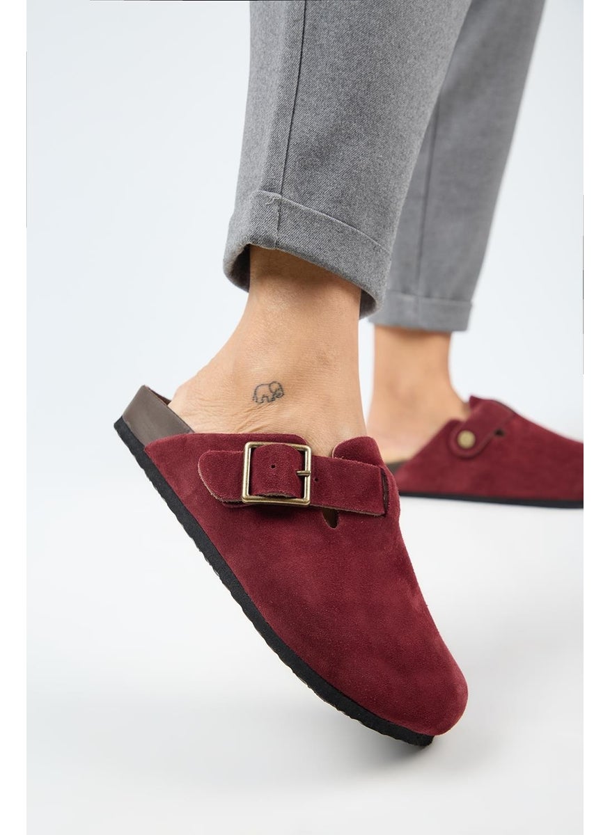 Manijero Zeta 2 Women's Leather Belt Buckled Sabo Claret Red Slippers  - Image 4