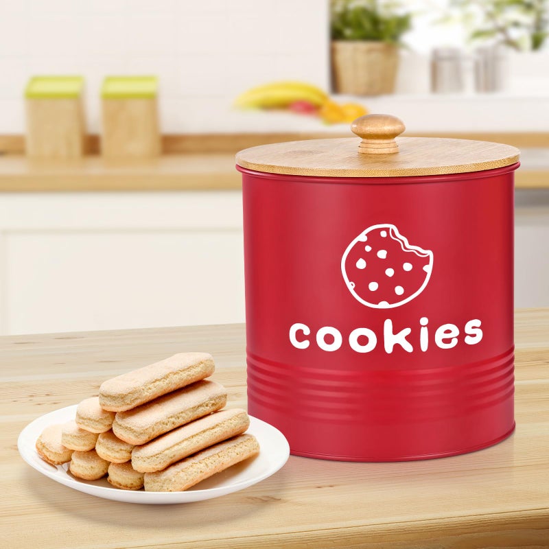 LUKMILEE Red Cookie Jars with Lids Airtight, 1.5 Gallons Cookie Tins, Large Cookie Jar for Kitchen Counter Decorative for Farmhouse, Christmas, and Gift Giving Cookie Storage Containers - Image 4