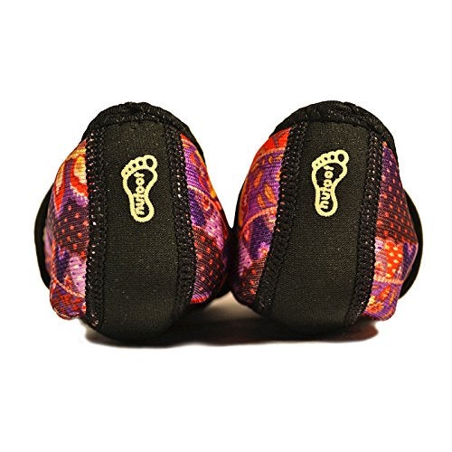Nufoot Betsy Lou Fuzzies Women's Slippers, Foldable, Flexible Flats, Slipper Socks, Travel Slipper, Yoga Socks, House Shoes, Indoor Shoes, Maroon Floral, Small - Image 3