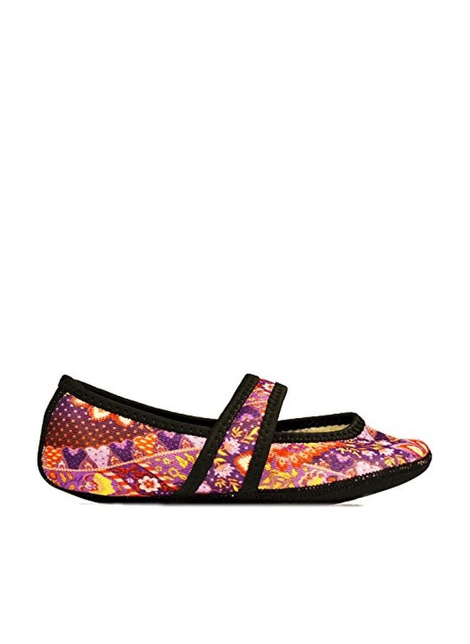 Nufoot Betsy Lou Fuzzies Women's Slippers, Foldable, Flexible Flats, Slipper Socks, Travel Slipper, Yoga Socks, House Shoes, Indoor Shoes, Maroon Floral, Small - Image 1