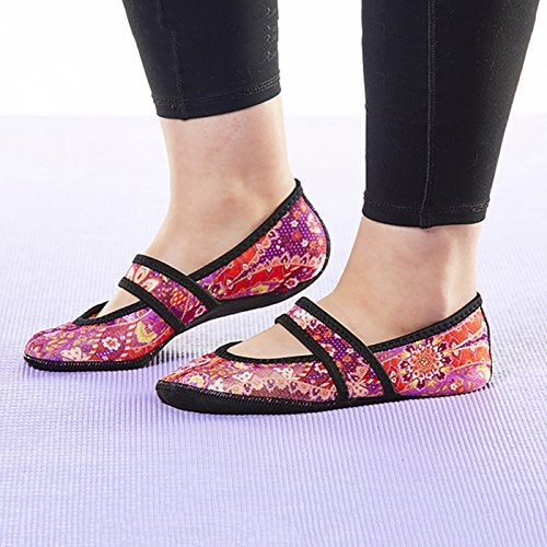 Nufoot Betsy Lou Fuzzies Women's Slippers, Foldable, Flexible Flats, Slipper Socks, Travel Slipper, Yoga Socks, House Shoes, Indoor Shoes, Maroon Floral, Small - Image 4