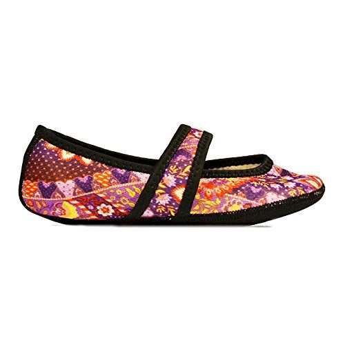 Nufoot Betsy Lou Fuzzies Women's Slippers, Foldable, Flexible Flats, Slipper Socks, Travel Slipper, Yoga Socks, House Shoes, Indoor Shoes, Maroon Floral, Small - Image 2