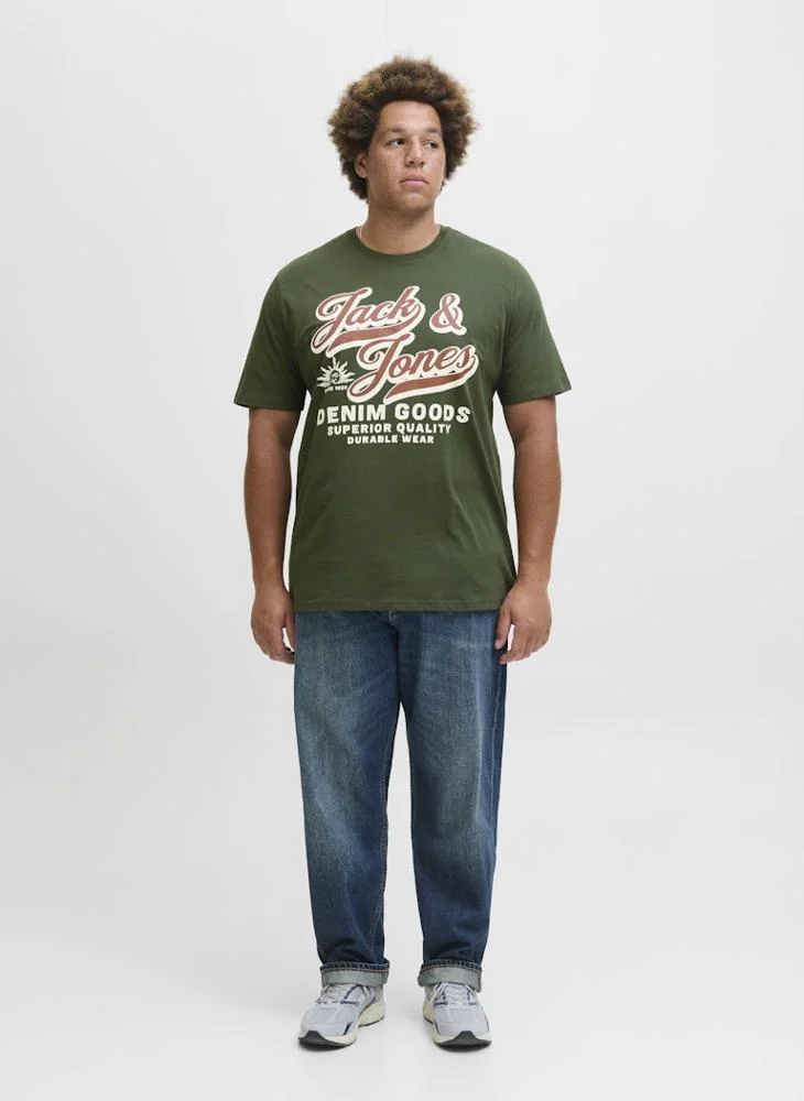 JACK & JONES  Plus Size Graphic Crew Neck Regular Fit T-Shirt for Men | Best Price UAE