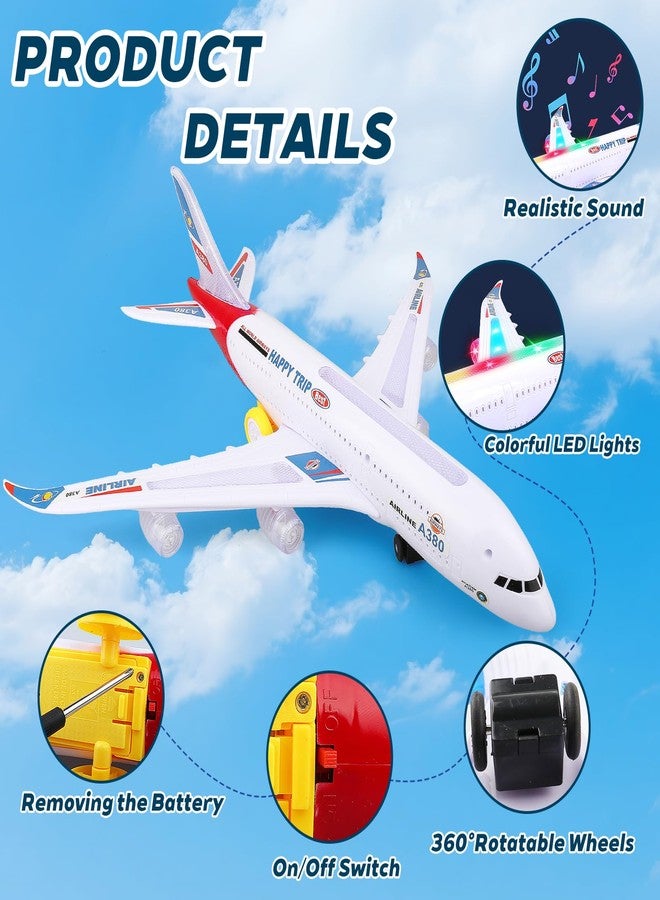 AtomDream Tech Bump and Go Airplane Toy with 4D Lights & Sounds, Realistic Moving Plane with Automatic Direction Change, Interactive Aircraft Toy for Boys & Girls Ages 3-12, (Red) - Image 4