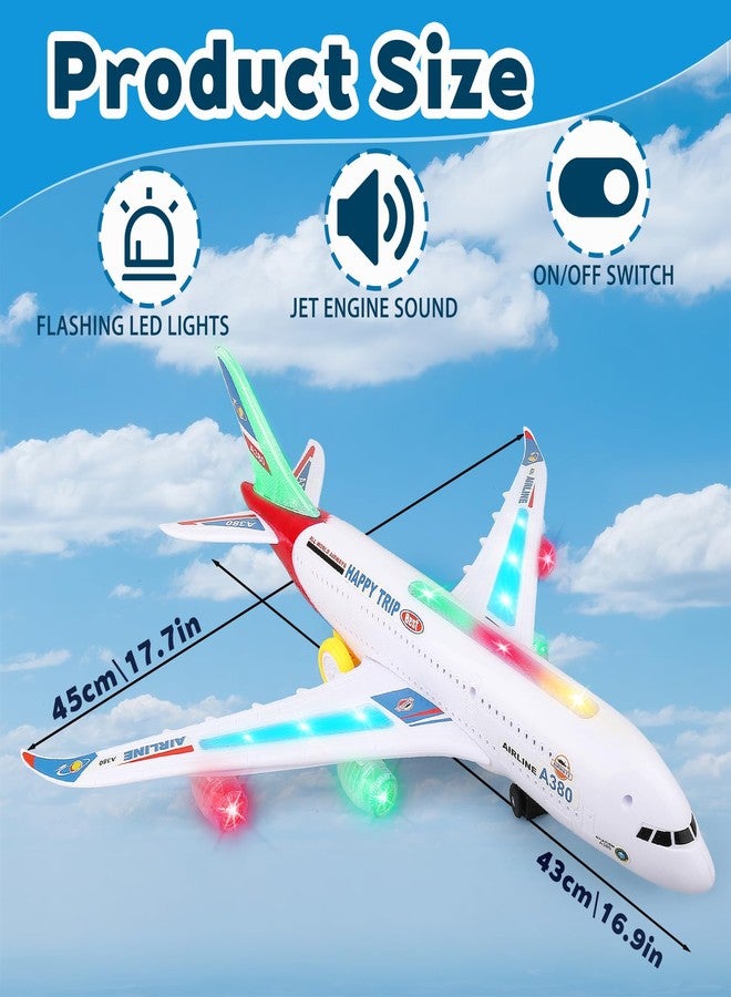 AtomDream Tech Bump and Go Airplane Toy with 4D Lights & Sounds, Realistic Moving Plane with Automatic Direction Change, Interactive Aircraft Toy for Boys & Girls Ages 3-12, (Red) - Image 3
