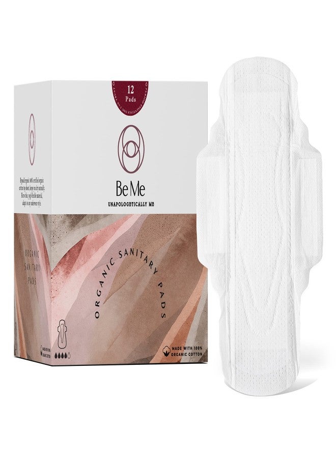 Beme Be Me - Sanitary Pads for Women - For Moderate & Heavy Flow - With White Disposal Pouches, Rash Free, Biodegradable, Anti Bacterial Napkin (Large - Pack of 12 Pads) - Image 1